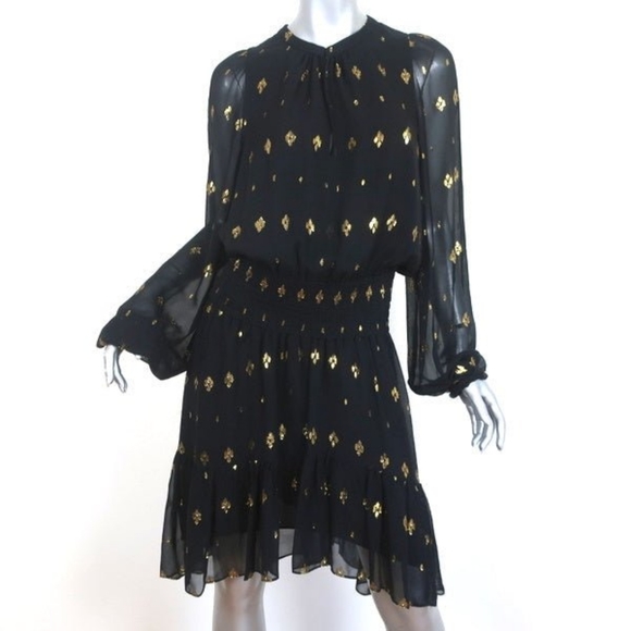 A.L.C.Sidney Long-Sleeve Metallic Flounce Dress - Picture 5 of 6